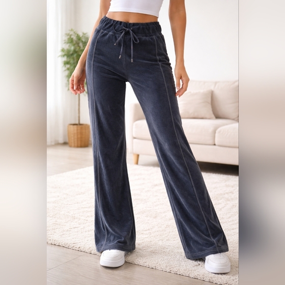 Tribal Pants - #457 Tribal Gray & Metallic Silver Velour Pants sz XL